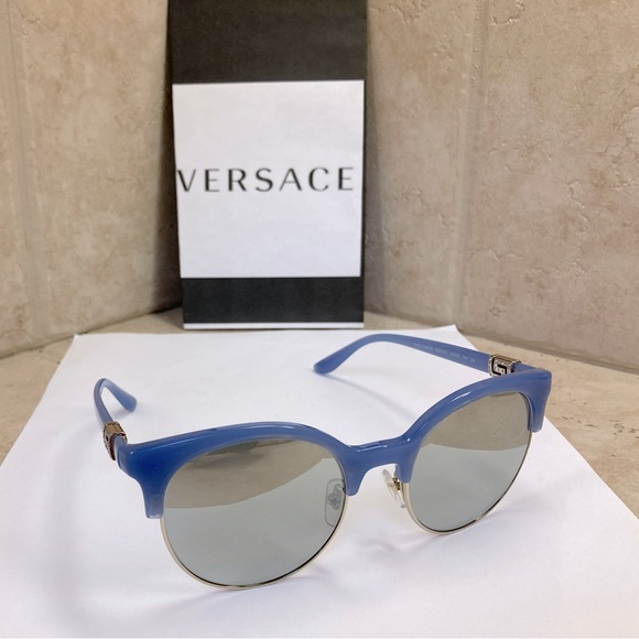 New Versace Blue Gold Crystals Sunglasses MOD4326B 52276V - Picture 7 of 14
